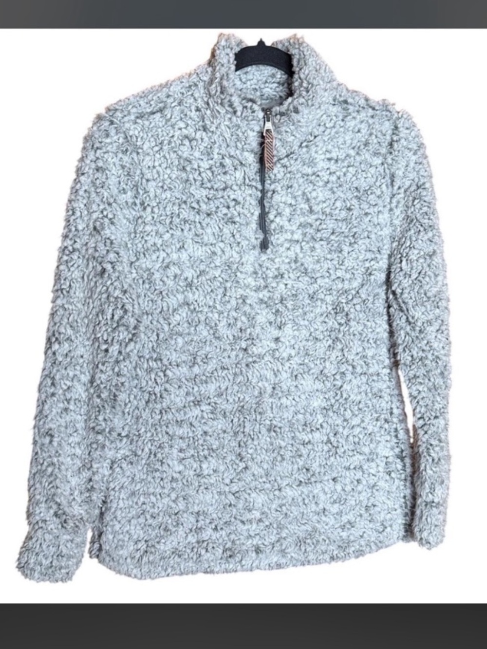 Cozy weatherproof Women's Light Gray Sherpa Quarter-Zip Sweater